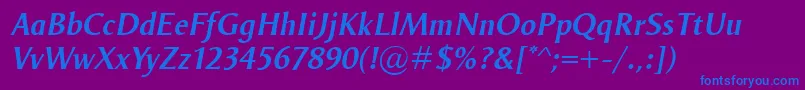 Шрифт OdenseDemiItalic – синие шрифты на фиолетовом фоне