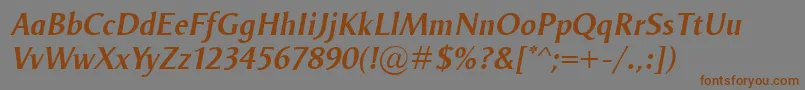 OdenseDemiItalic-fontti – ruskeat fontit harmaalla taustalla