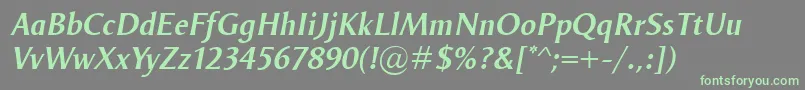 Fonte OdenseDemiItalic – fontes verdes em um fundo cinza