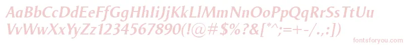 Fonte OdenseDemiItalic – fontes rosa em um fundo branco