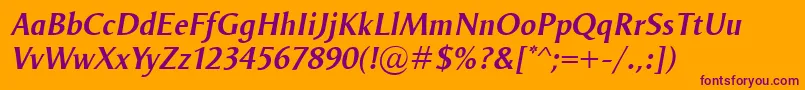 OdenseDemiItalic-Schriftart – Violette Schriften auf orangefarbenem Hintergrund