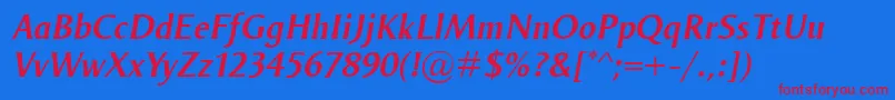 OdenseDemiItalic Font – Red Fonts on Blue Background