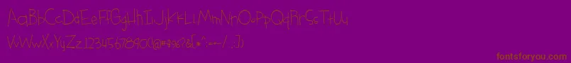 フォントBmdSomethingBlueRegular – 紫色の背景に茶色のフォント