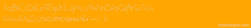BmdSomethingBlueRegular-fontti – vaaleanpunaiset fontit oranssilla taustalla