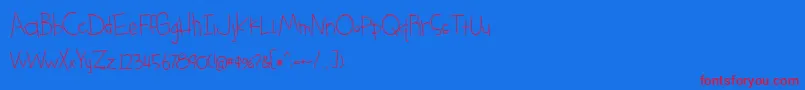 BmdSomethingBlueRegular-Schriftart – Rote Schriften auf blauem Hintergrund