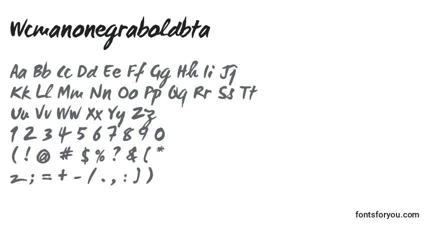 Czcionka Wcmanonegraboldbta (40410) – alfabet, cyfry, specjalne znaki
