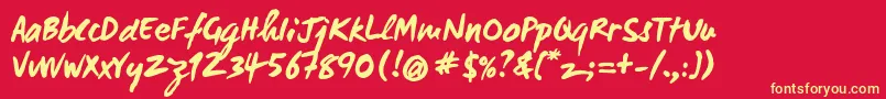 Wcmanonegraboldbta Font – Yellow Fonts on Red Background