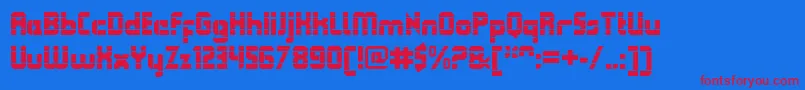 QueuebrickOpenblack Font – Red Fonts on Blue Background