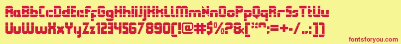 フォントQueuebrickOpenblack – 赤い文字の黄色い背景