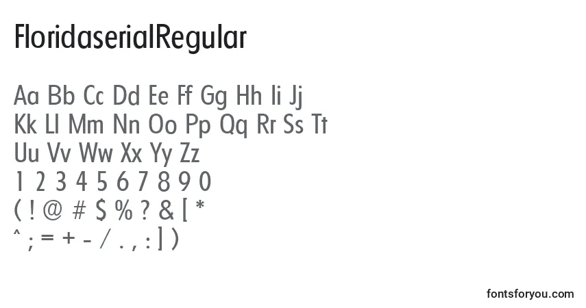 Czcionka FloridaserialRegular – alfabet, cyfry, specjalne znaki