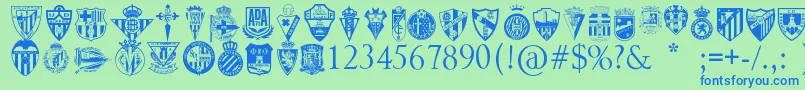 SpainFootballClubs Font – Blue Fonts on Green Background