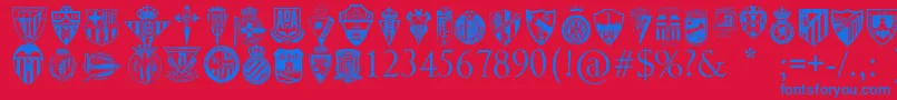 SpainFootballClubs Font – Blue Fonts on Red Background