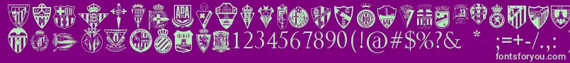 SpainFootballClubs Font – Green Fonts on Purple Background