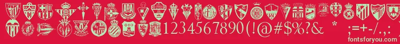 SpainFootballClubs Font – Green Fonts on Red Background