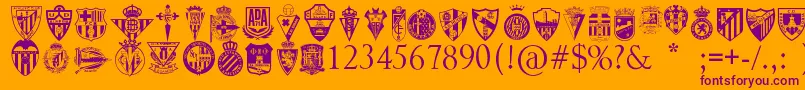 SpainFootballClubs Font – Purple Fonts on Orange Background