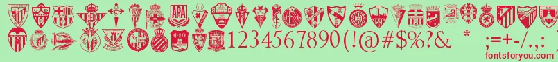 SpainFootballClubs Font – Red Fonts on Green Background