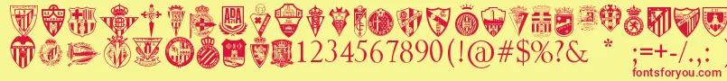 SpainFootballClubs Font – Red Fonts on Yellow Background