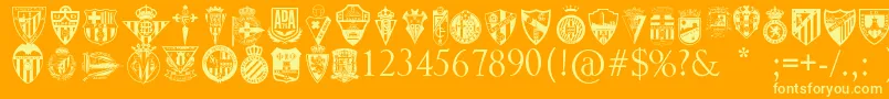 SpainFootballClubs Font – Yellow Fonts on Orange Background