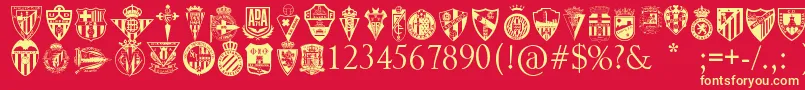 SpainFootballClubs Font – Yellow Fonts on Red Background