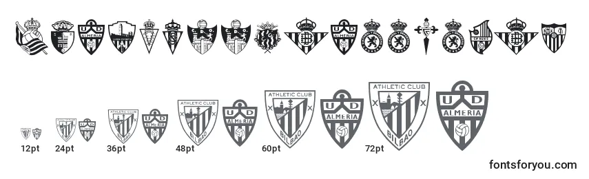 Größen der Schriftart SpainFootballClubs