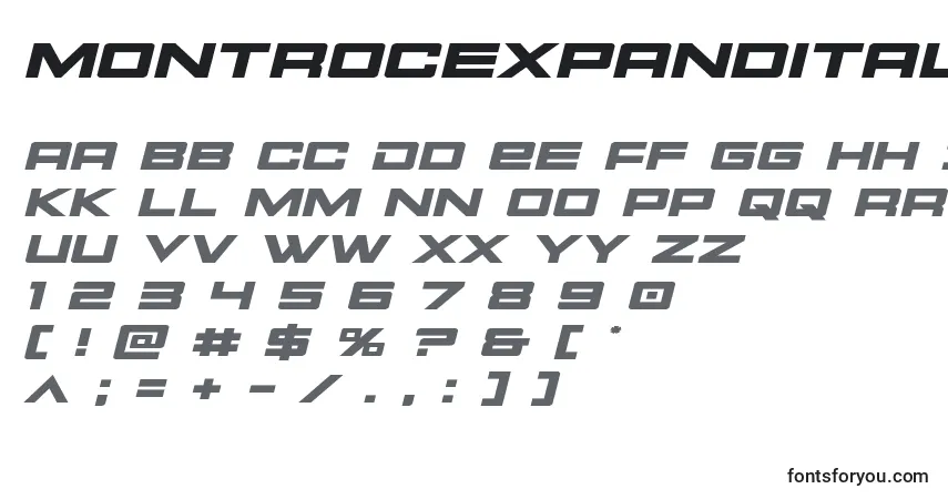 Czcionka Montrocexpandital – alfabet, cyfry, specjalne znaki