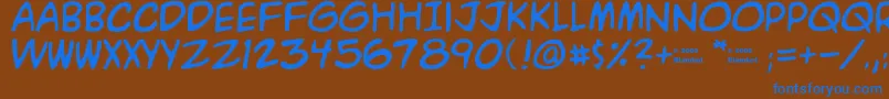 フォントA.C.M.E. – 茶色の背景に青い文字
