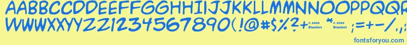 フォントA.C.M.E. – 青い文字が黄色の背景にあります。