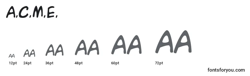 A.C.M.E. Font Sizes