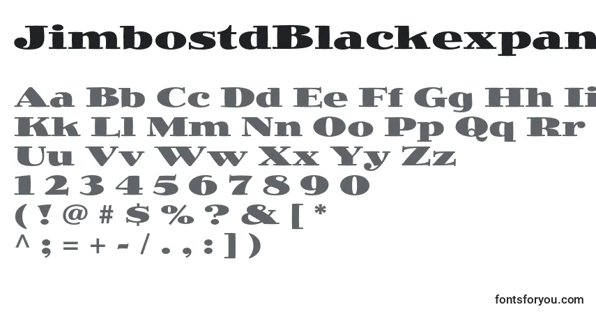 Шрифт JimbostdBlackexpanded – алфавит, цифры, специальные символы