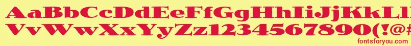 Czcionka JimbostdBlackexpanded – czerwone czcionki na żółtym tle