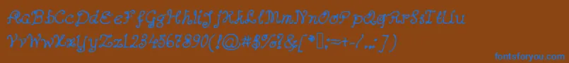 Abutterflyonadaffodil Font – Blue Fonts on Brown Background