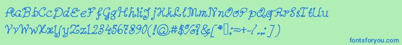 Abutterflyonadaffodil Font – Blue Fonts on Green Background