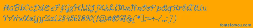 Abutterflyonadaffodil Font – Blue Fonts on Orange Background