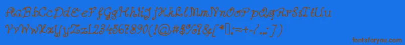 Abutterflyonadaffodil Font – Brown Fonts on Blue Background