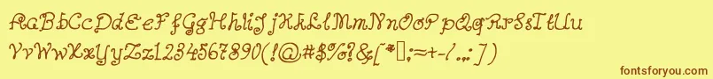 Шрифт Abutterflyonadaffodil – коричневые шрифты на жёлтом фоне