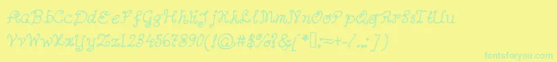 Abutterflyonadaffodil-Schriftart – Grüne Schriften auf gelbem Hintergrund