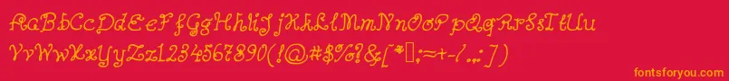 Abutterflyonadaffodil Font – Orange Fonts on Red Background