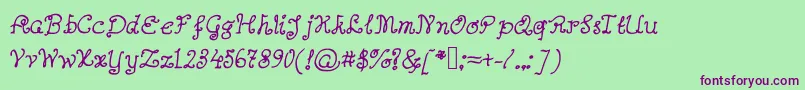 Abutterflyonadaffodil Font – Purple Fonts on Green Background