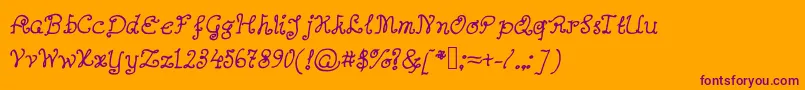 Abutterflyonadaffodil Font – Purple Fonts on Orange Background
