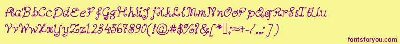 Abutterflyonadaffodil Font – Purple Fonts on Yellow Background