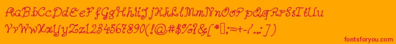 Abutterflyonadaffodil Font – Red Fonts on Orange Background