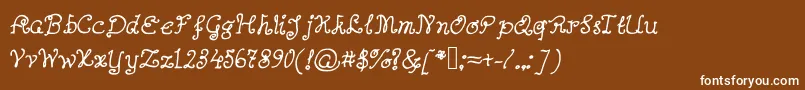 フォントAbutterflyonadaffodil – 茶色の背景に白い文字