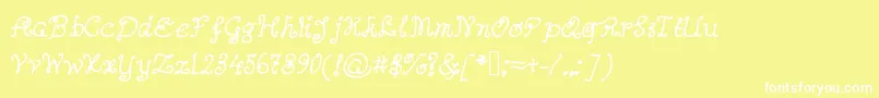 Abutterflyonadaffodil-Schriftart – Weiße Schriften auf gelbem Hintergrund