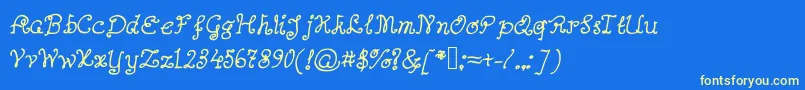 Abutterflyonadaffodil Font – Yellow Fonts on Blue Background