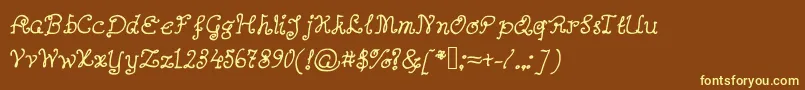 Czcionka Abutterflyonadaffodil – żółte czcionki na brązowym tle