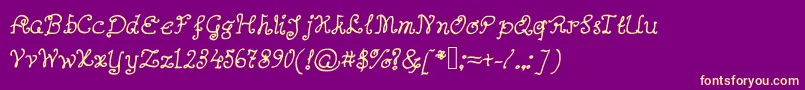 Abutterflyonadaffodil-Schriftart – Gelbe Schriften auf violettem Hintergrund