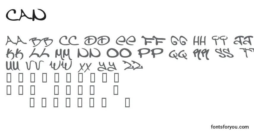 Czcionka Can – alfabet, cyfry, specjalne znaki