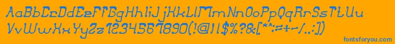 ClubGolfItalic-Schriftart – Blaue Schriften auf orangefarbenem Hintergrund