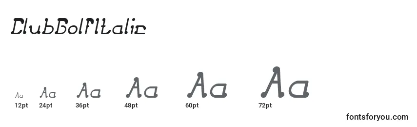 ClubGolfItalic Font Sizes