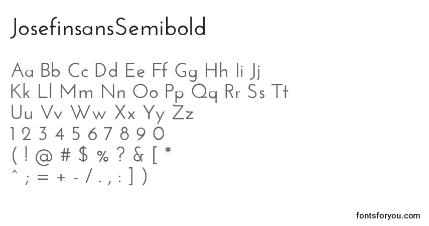 Schriftart JosefinsansSemibold – Alphabet, Zahlen, spezielle Symbole